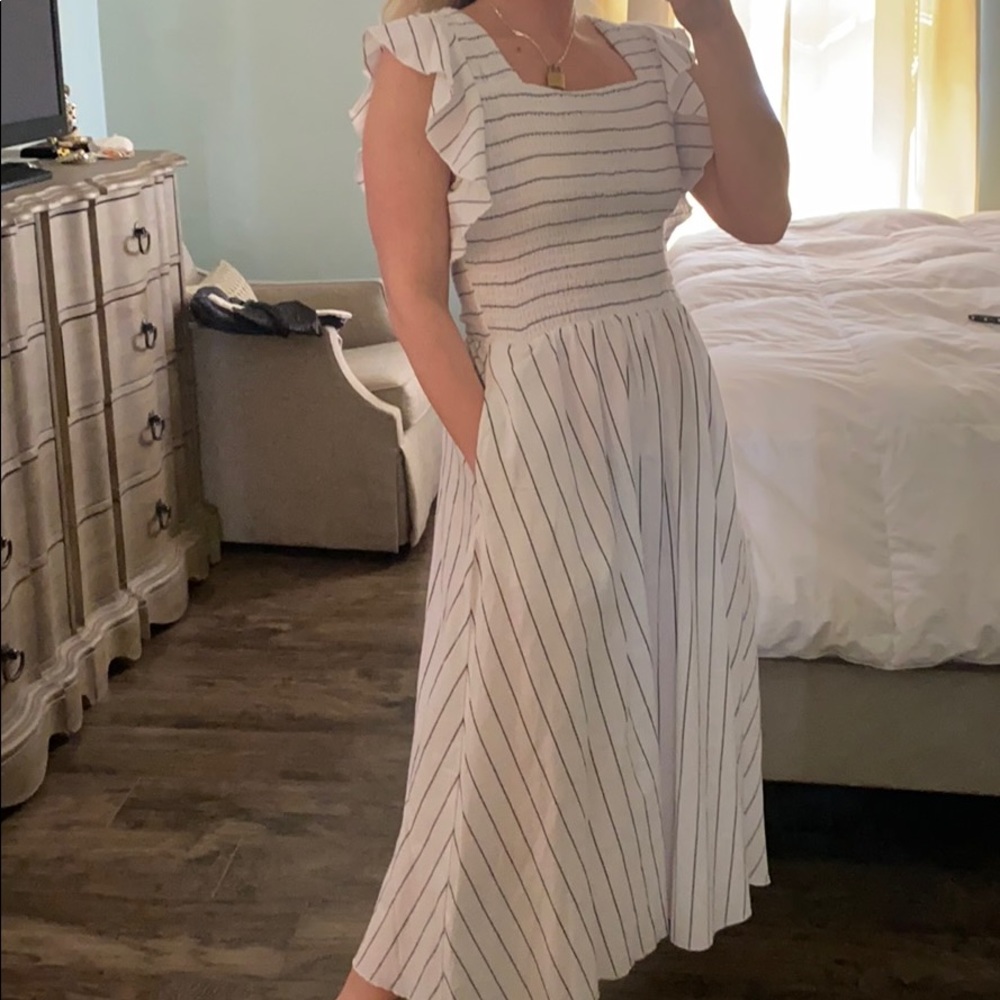 Pinstriped Flutter Dress